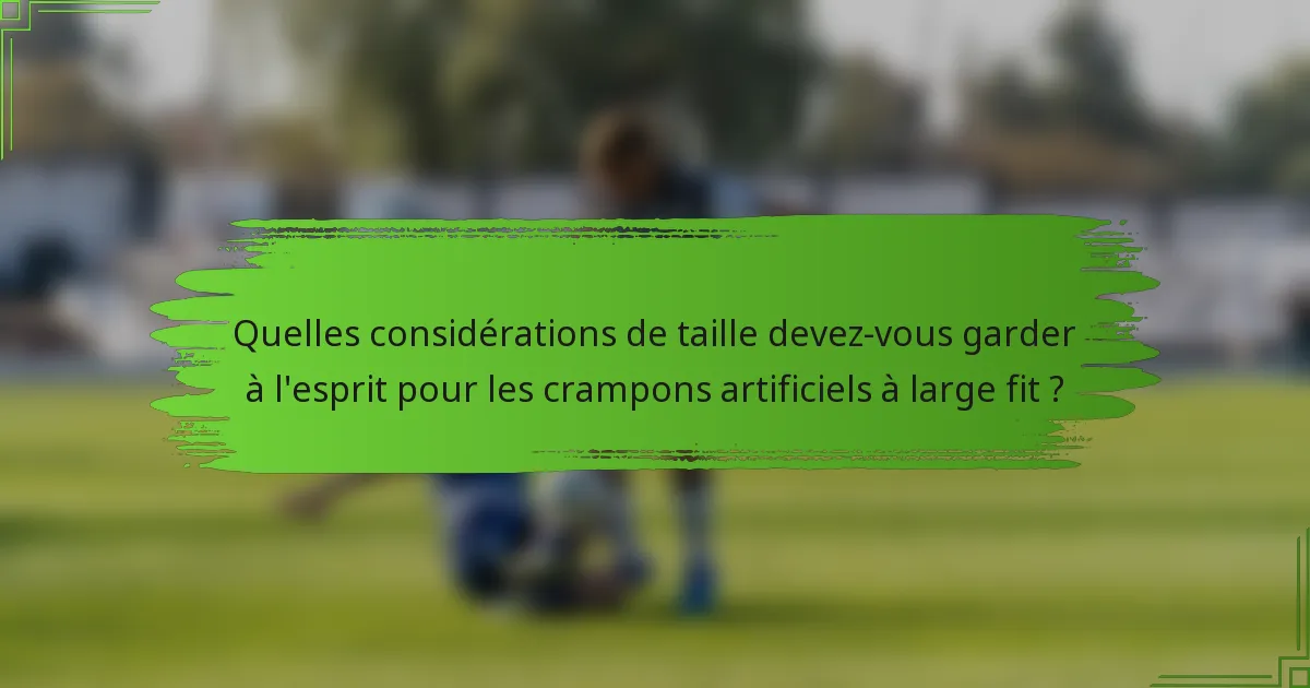 Quelles considérations de taille devez-vous garder à l'esprit pour les crampons artificiels à large fit ?