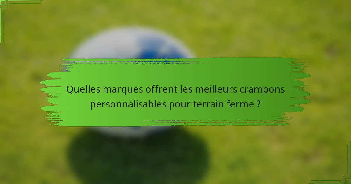 Quelles marques offrent les meilleurs crampons personnalisables pour terrain ferme ?